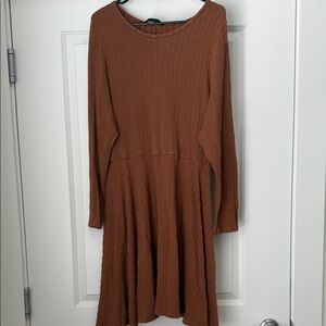 SHEIN Brown Long Sleeve A-Line Dress